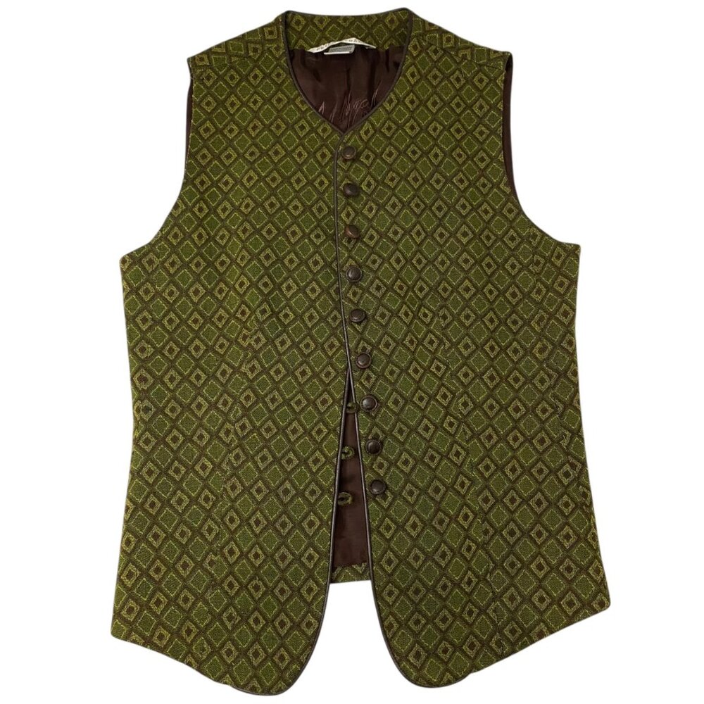 Trachten Alpine Bavarian Vest Waistcoat Wool Green Oktoberfest Folk‎ Festival 6